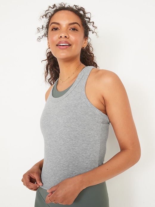 Image number 1 showing, UltraLite Cropped Rib-Knit Racerback Tank Top