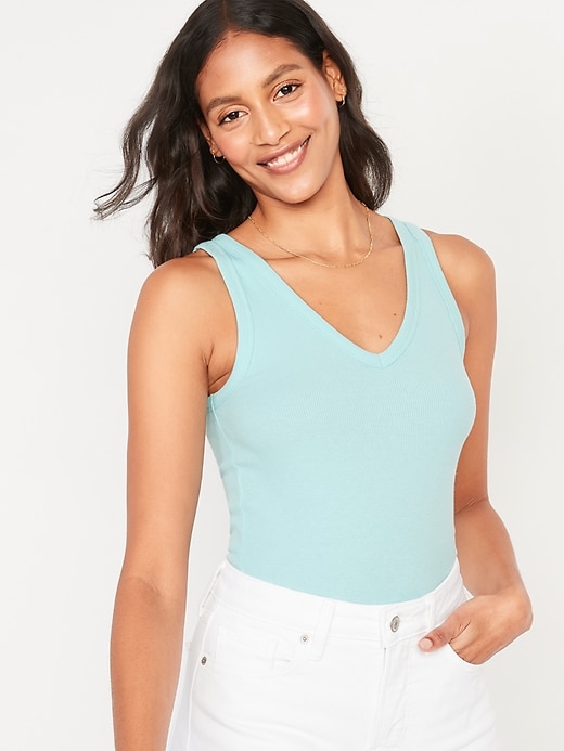 Old Navy First-Layer Rib-Knit V-Neck Tank Top for Women. 1