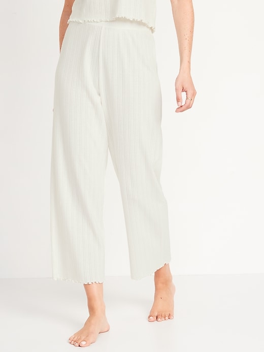 Old Navy High-Waisted Pointelle-Knit Lettuce-Hem Crop Lounge Pants