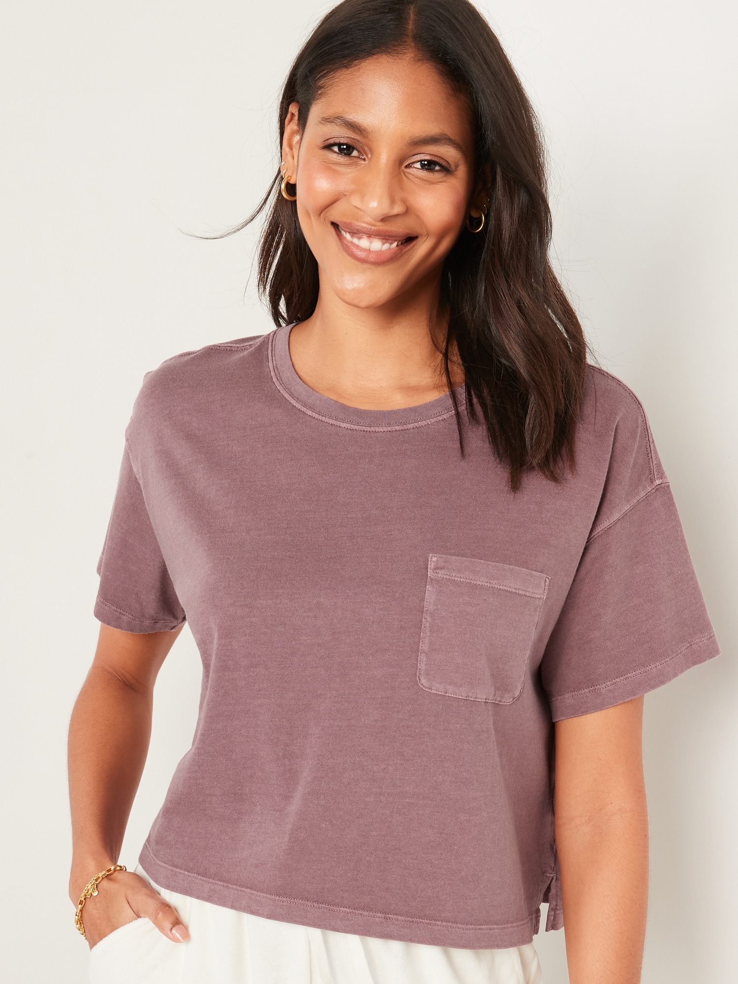 Oversized Garment-Dyed Cropped T-Shirt for Women | Old Navy