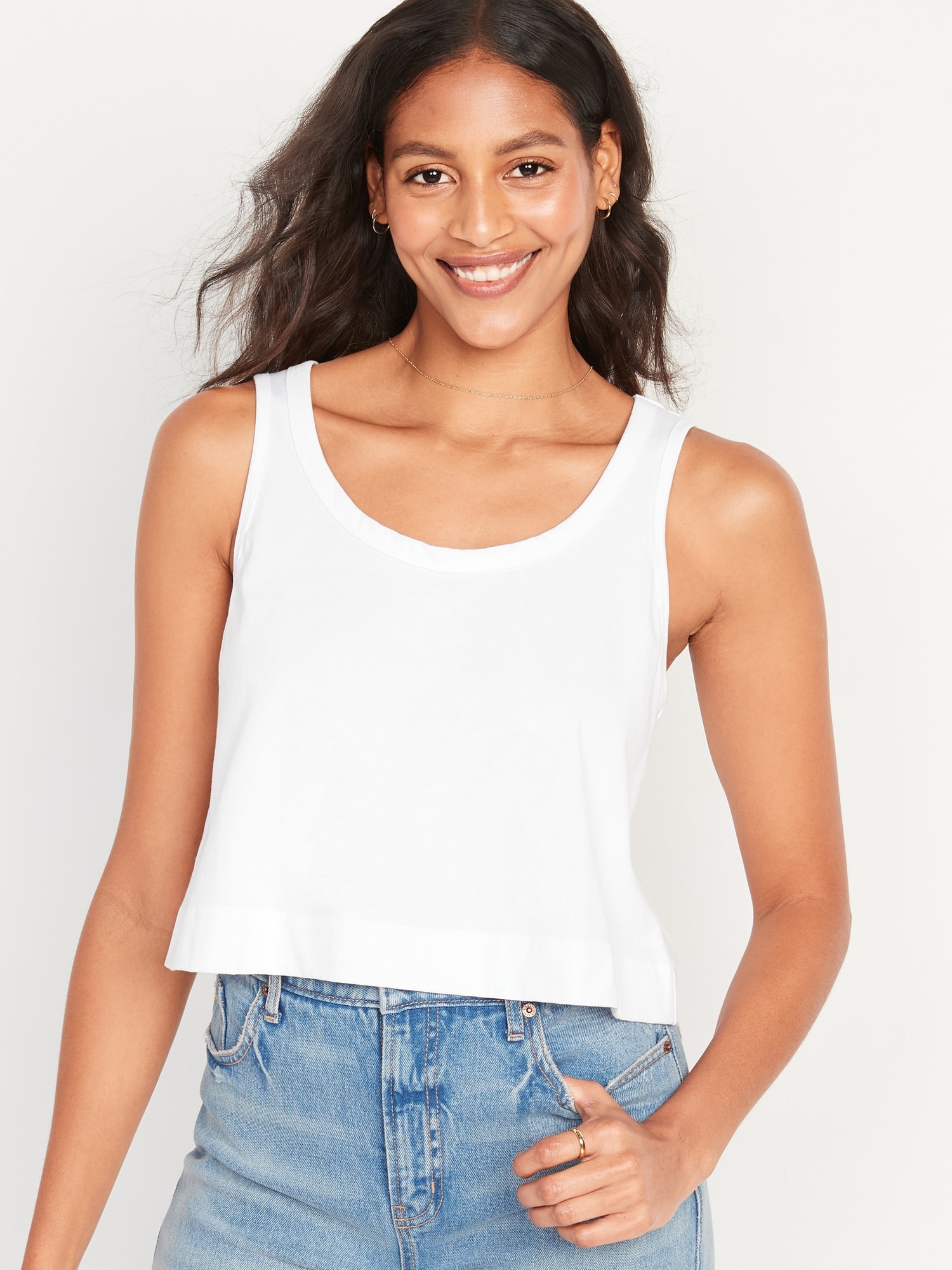 Old Navy Vintage Cropped Tank Top for Women white. 1