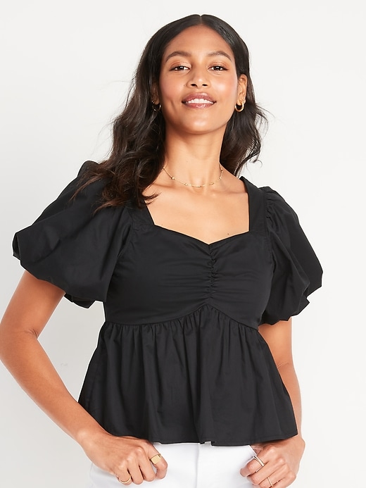 Old Navy - Puff-Sleeve Ruched Smocked Babydoll Swing Blouse for Women