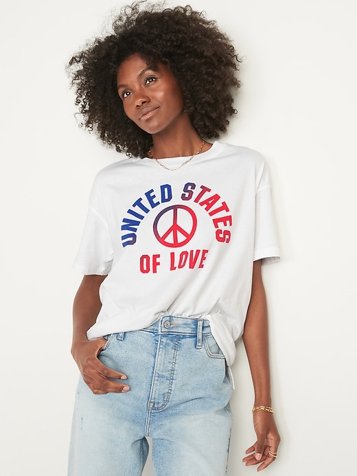 Image number 1 showing, Loose "United States of Love" Easy T-Shirt for Women