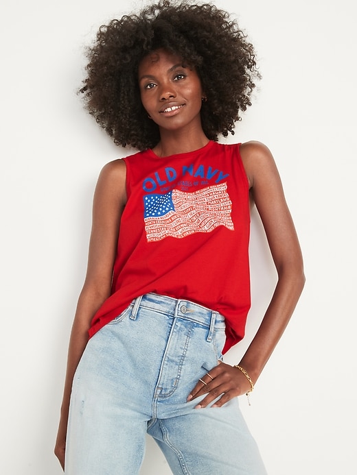 Image number 1 showing, 2022 "United States of All" Flag Graphic Sleeveless T-Shirt