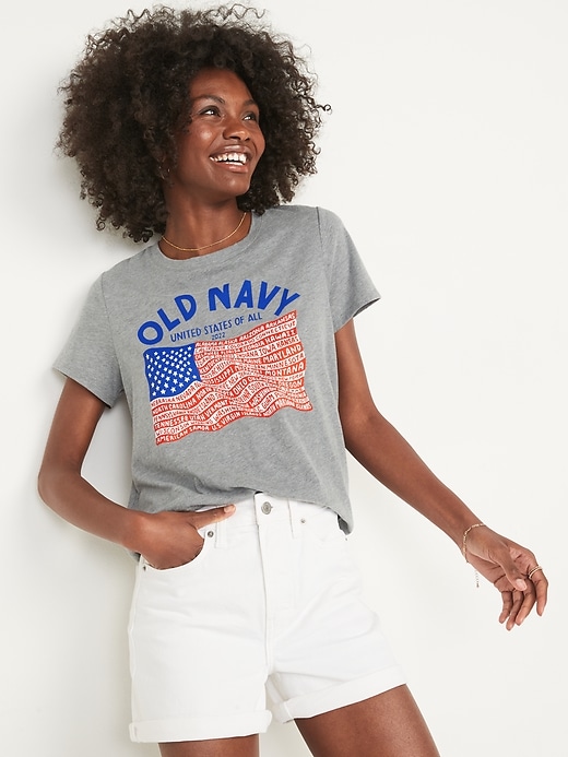 Image number 1 showing, 2022 "United States of All" Flag Graphic T-Shirt for Women