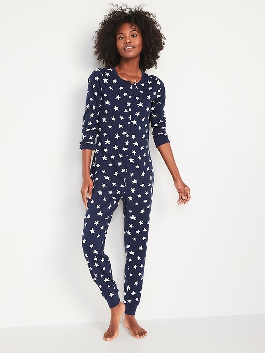 Image number 1 showing, Star-Print One-Piece Pajamas