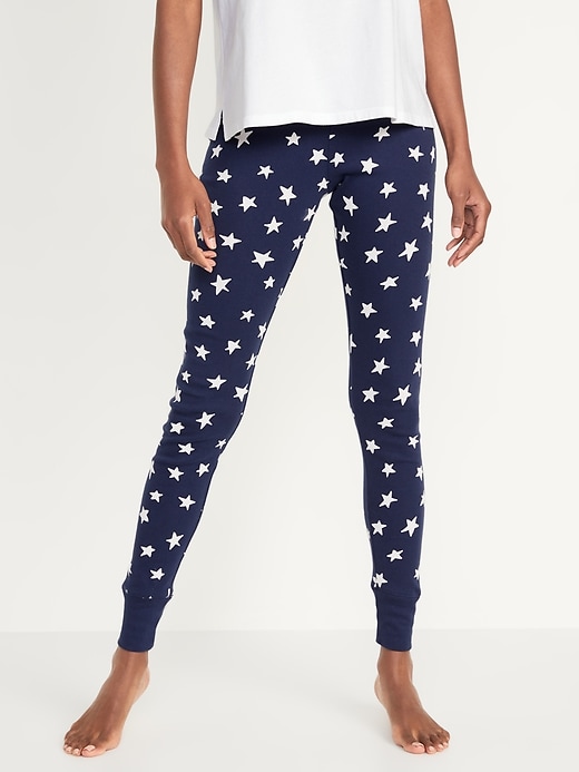 Image number 1 showing, Mid-Rise Matching Print Pajama Leggings