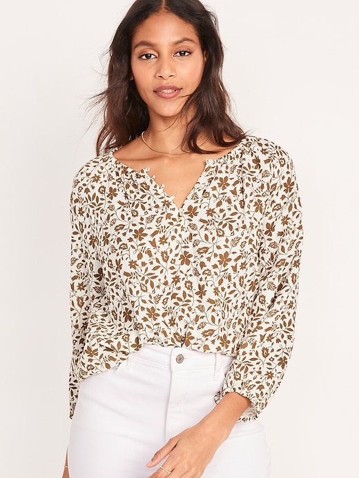 Old Navy - Shirred Double-Weave Long-Sleeve Blouse for Women
