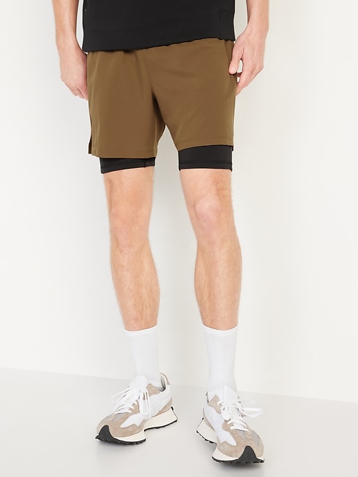 Image number 1 showing, Go 2-in-1 Workout Shorts + Base Layer -- 7-inch inseam
