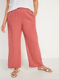 High-Waisted Linen-Blend Wide-Leg Pants 