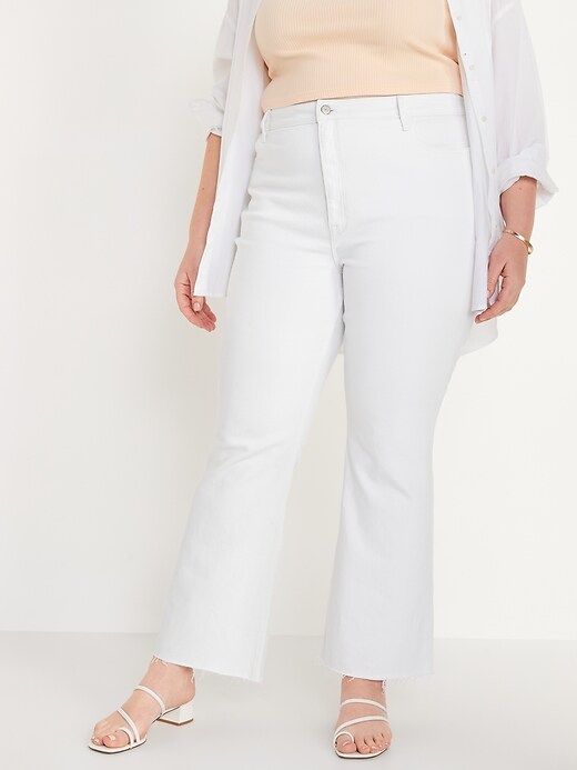 Image number 7 showing, Higher High-Waisted Cropped White-Wash Cut-Off Flare Jeans for Women