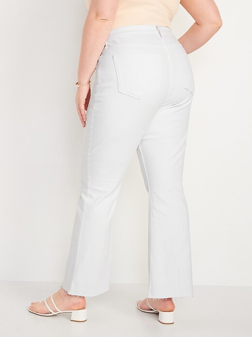 Image number 8 showing, Higher High-Waisted Cropped White-Wash Cut-Off Flare Jeans for Women
