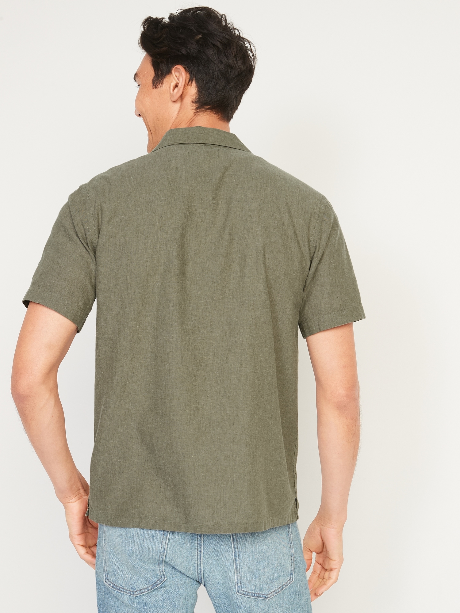 linen blend utility shirt