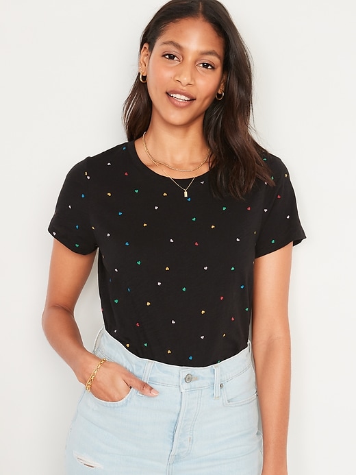 Old Navy EveryWear Heart-Print Crew-Neck T-Shirt for Women. 1