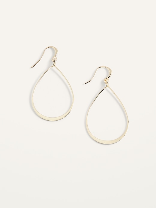 View large product image 1 of 1. Real Gold-Plated Teardrop Hoop Earrings for Women