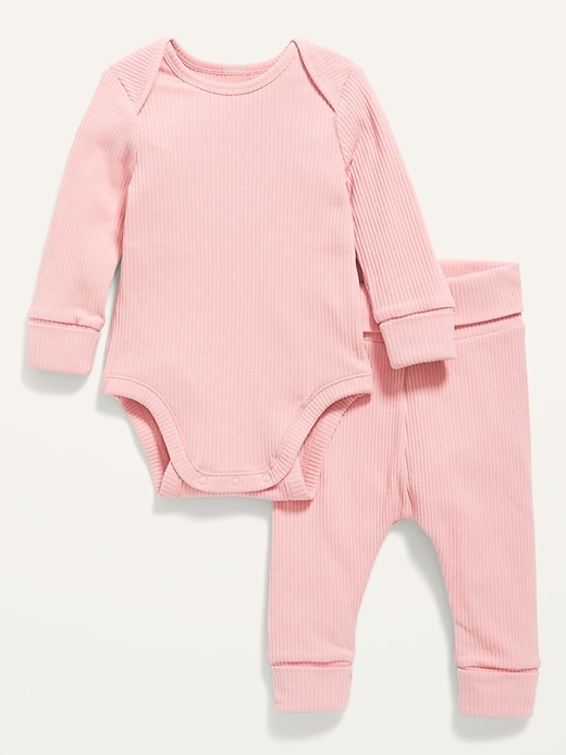 View large product image 1 of 2. Grow-With-Me Rib-Knit Bodysuit & Leggings Set for Baby
