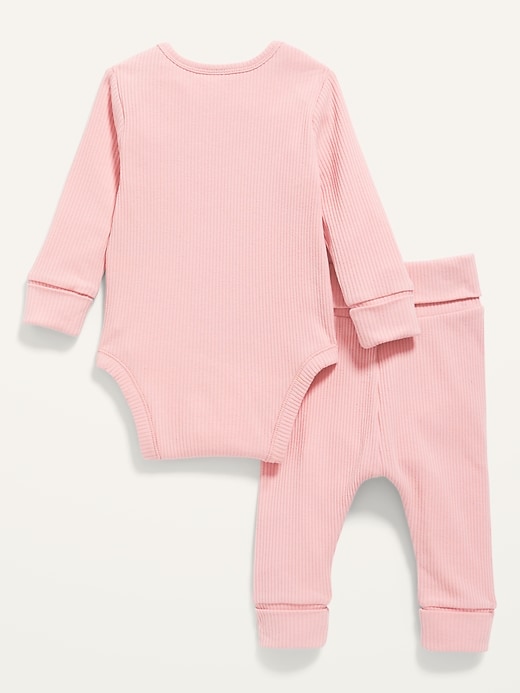View large product image 2 of 2. Grow-With-Me Rib-Knit Bodysuit & Leggings Set for Baby