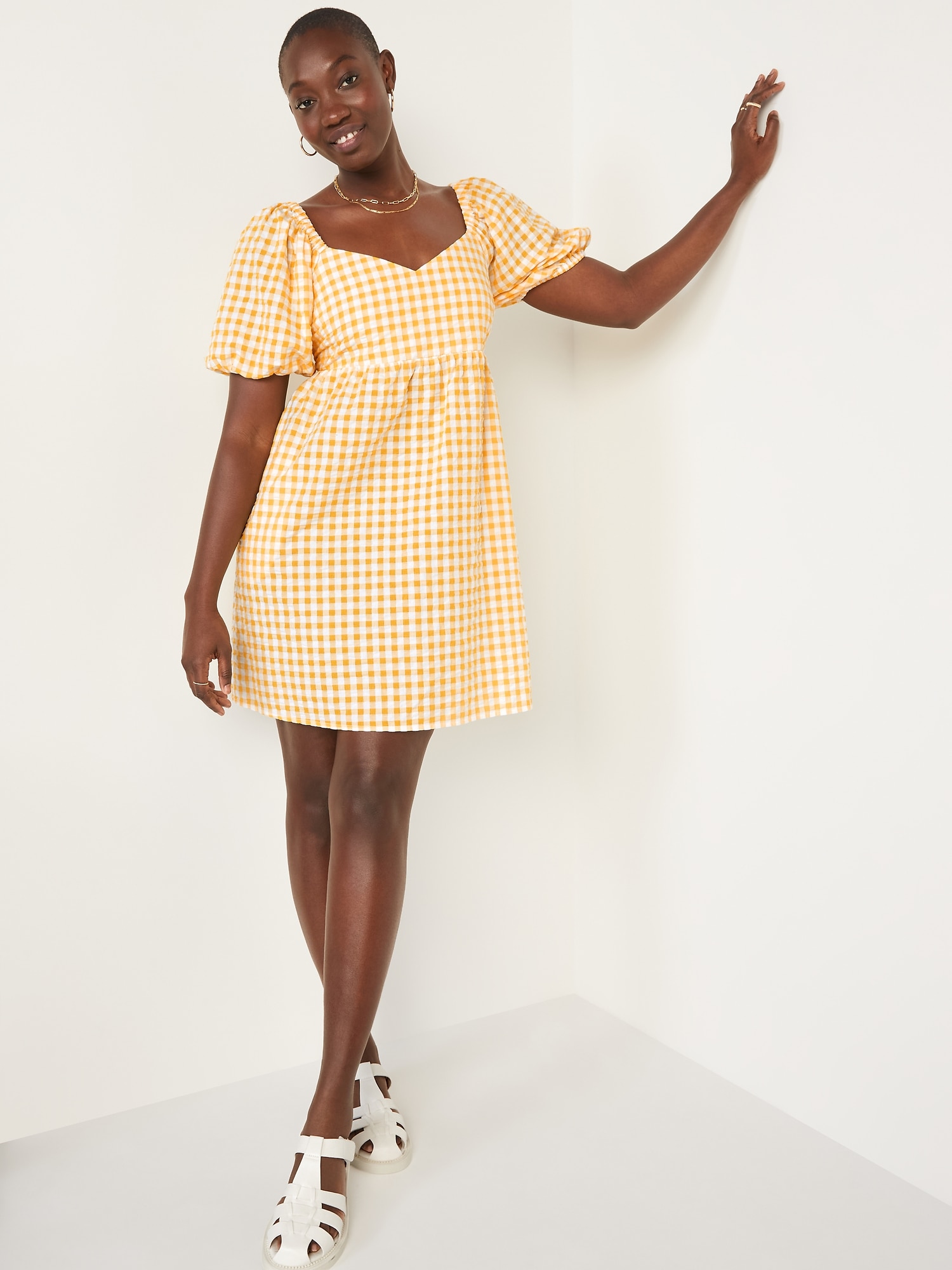 Old navy yellow store gingham dress