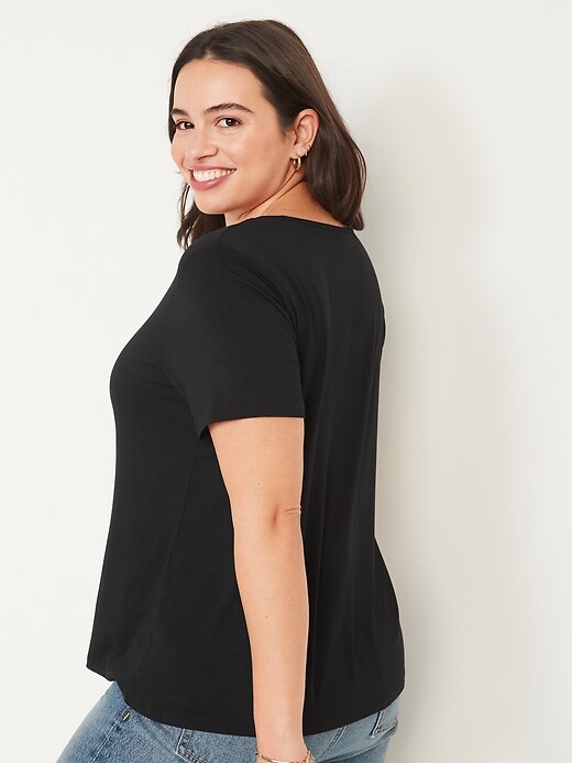 Image number 6 showing, Short-Sleeve Luxe V-Neck T-Shirt for Women