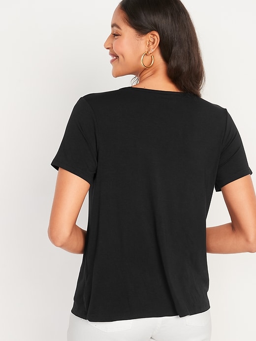 Image number 2 showing, Short-Sleeve Luxe V-Neck T-Shirt for Women