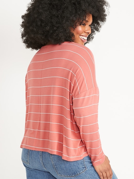 Image number 4 showing, Oversized Luxe Striped Long-Sleeve T-Shirt for Women