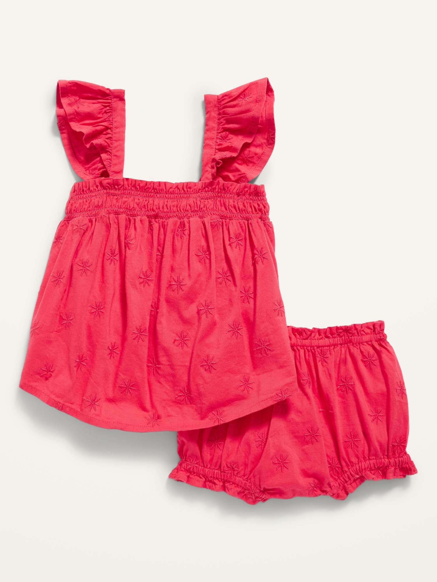 RuffleSleeve Embroidered Top & Bloomer Shorts Set for Baby Old Navy