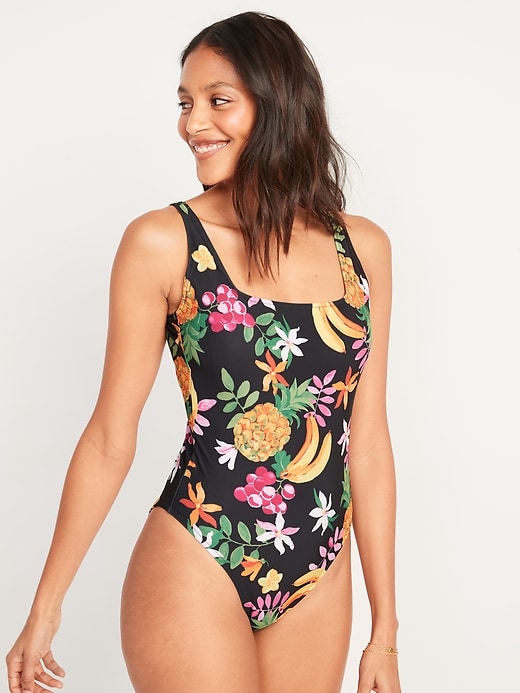 Old Navy Square-Neck French-Cut One-Piece Swimsuit for Women. 1