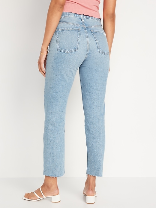Image number 2 showing, Extra High-Waisted Button-Fly Non-Stretch Straight Jeans