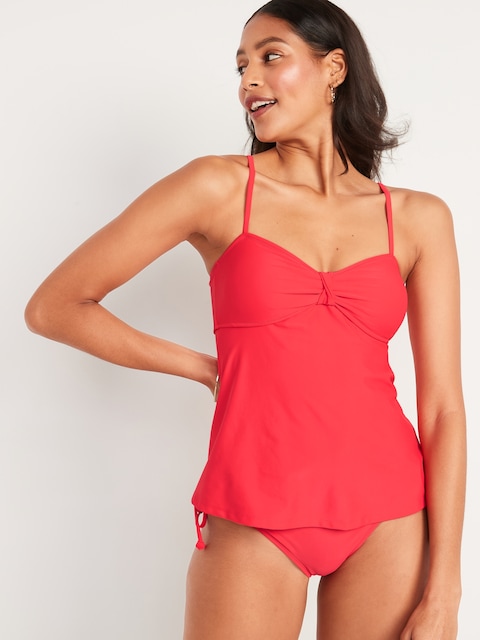 Knotted A-Line Tankini Swim Top