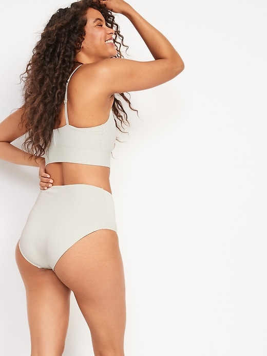 Image number 2 showing, High-Waisted Ribbed Bikini Swim Bottoms for Women