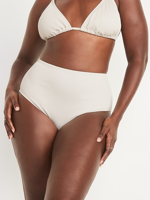 Image number 5 showing, High-Waisted Ribbed Bikini Swim Bottoms for Women