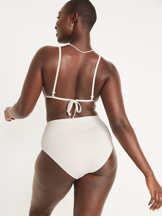 Image number 6 showing, High-Waisted Ribbed Bikini Swim Bottoms for Women