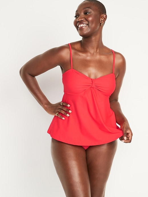 Image number 5 showing, Knotted A-Line Tankini Swim Top