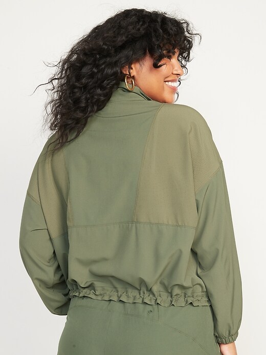 Image number 6 showing, Oversized StretchTech Cropped Quarter-Zip Windbreaker Jacket for Women
