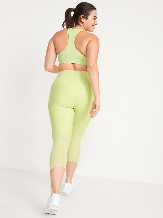 Image number 6 showing, High-Waisted PowerSoft Mesh-Panel Crop Leggings for Women