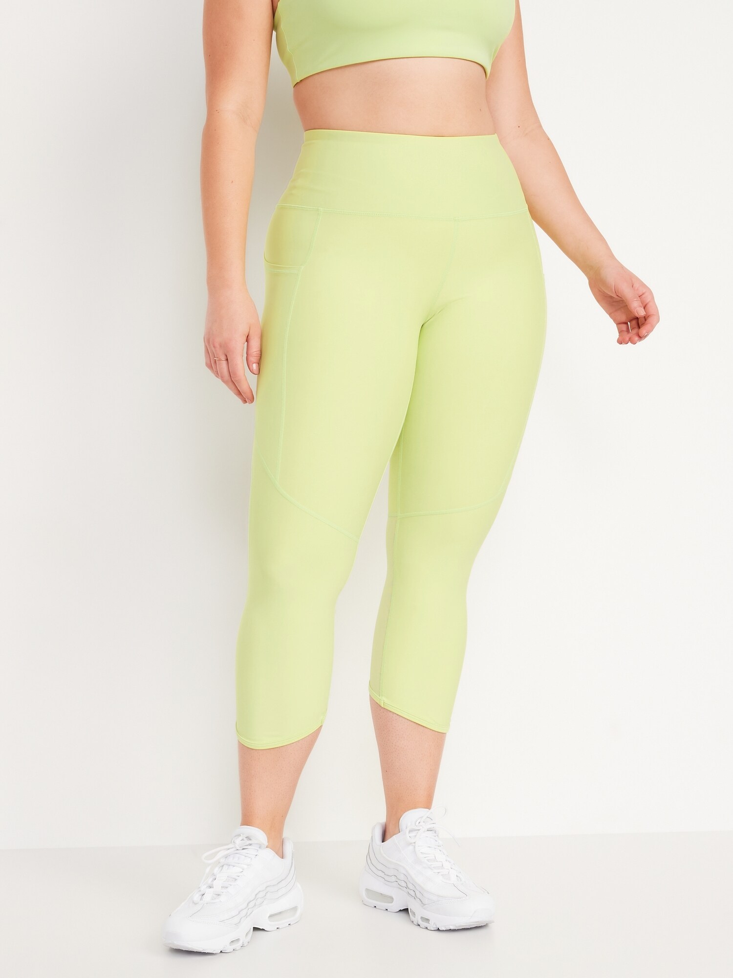 High-Waisted PowerSoft Mesh-Panel Crop Leggings for Women | Old Navy