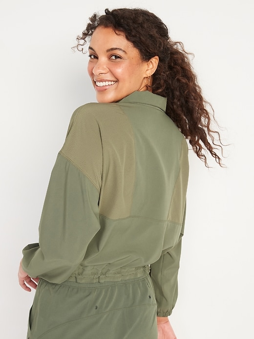 Image number 2 showing, Oversized StretchTech Cropped Quarter-Zip Windbreaker Jacket for Women