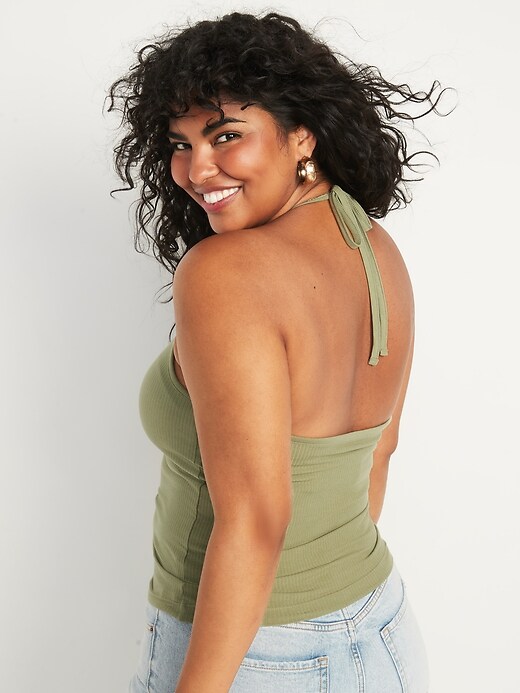 Image number 6 showing, Fitted Halter Rib-Knit Tank Top