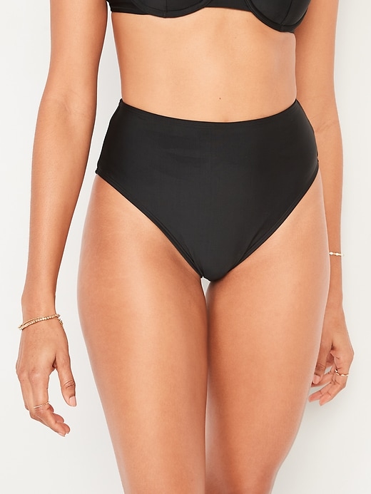 Image number 1 showing, High-Waisted French-Cut Bikini Swim Bottoms for Women
