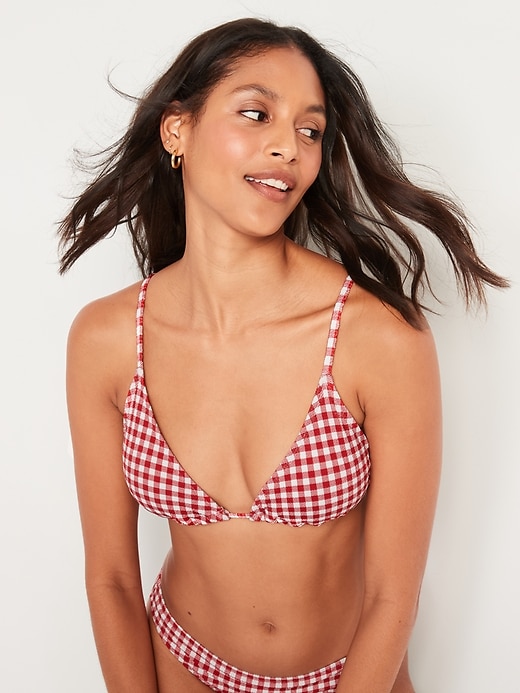 Image number 1 showing, Gingham Textured Triangle Bikini Swim Top for Women