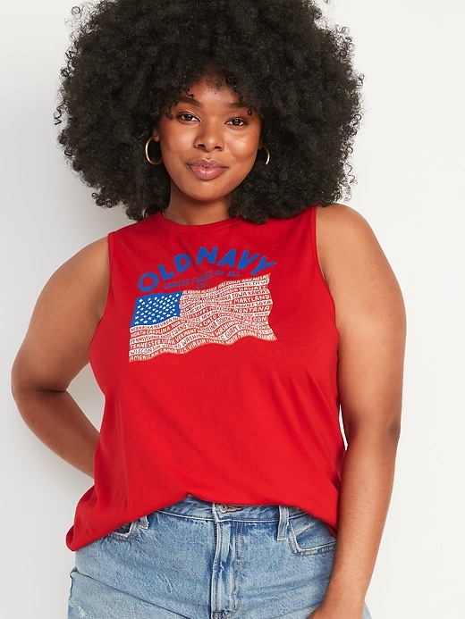 Image number 5 showing, 2022 "United States of All" Flag Graphic Sleeveless T-Shirt for Women