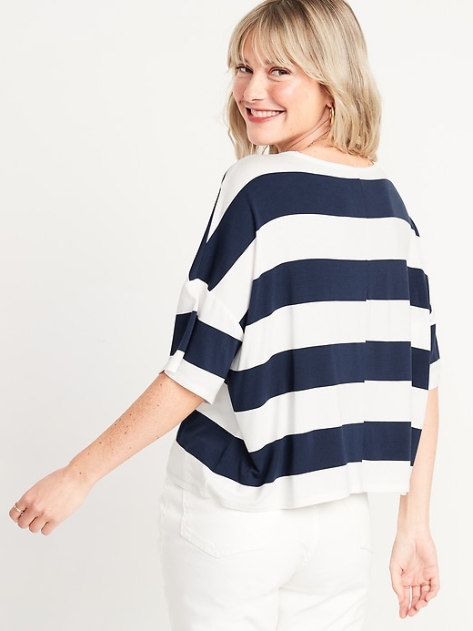 Old Navy Women's Luxe Oversized Striped Cropped T-Shirt - - Plus Size 3X