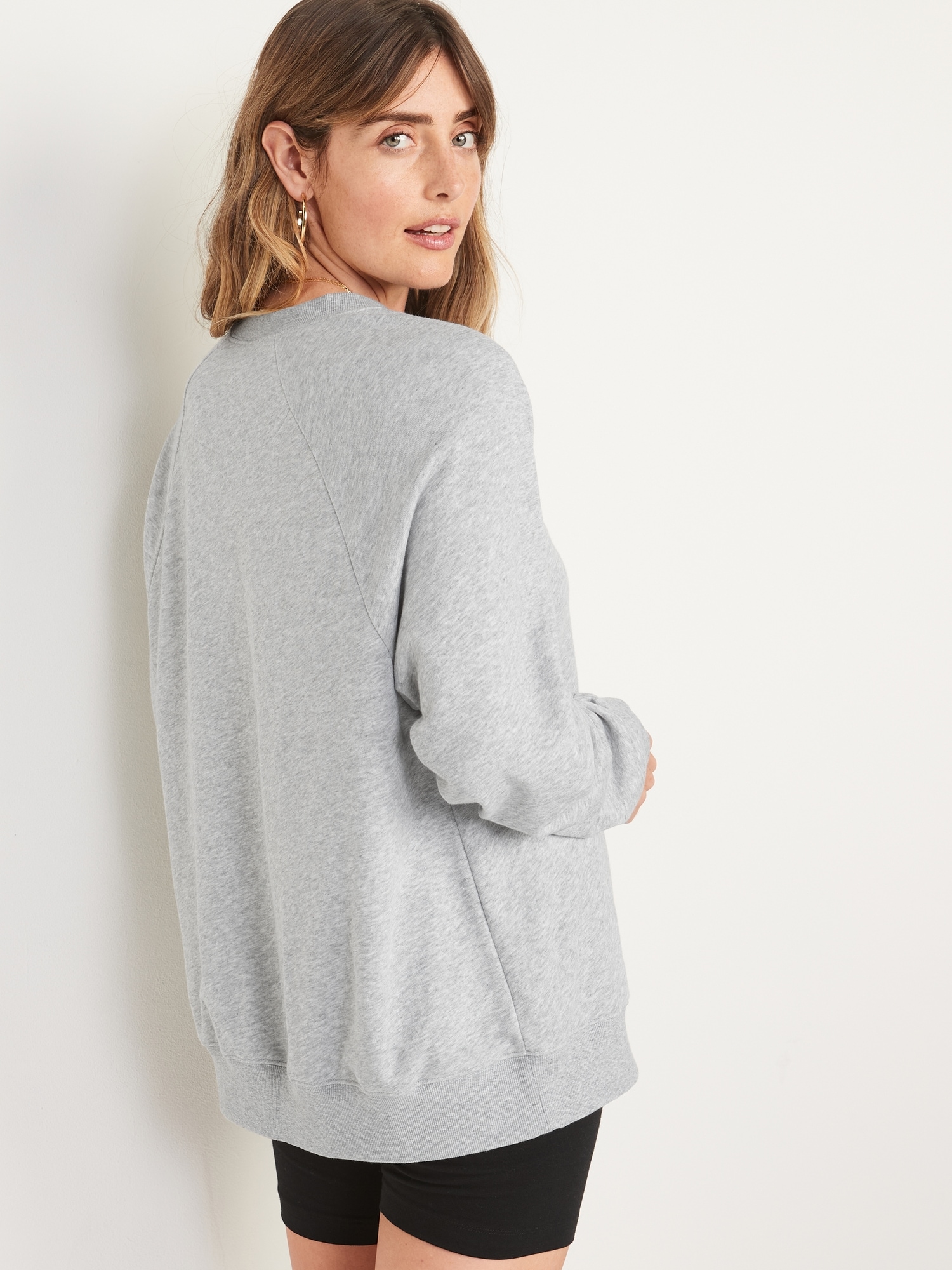 Oversized French Terry Tunic Navy Old Women | for Sweatshirt