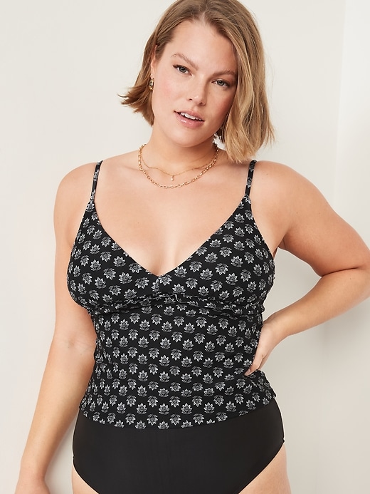 Image number 5 showing, V-Neck Ruffle-Trimmed Tankini Swim Top