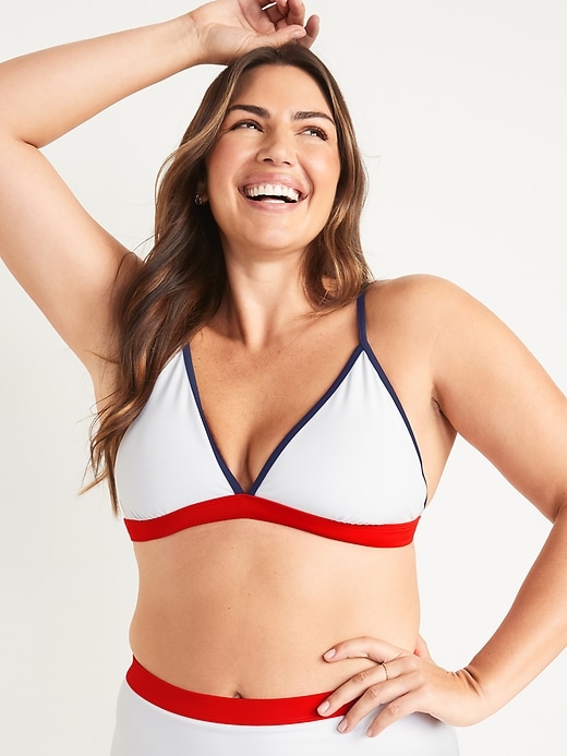 Image number 5 showing, Two-Tone Triangle Bikini Swim Top