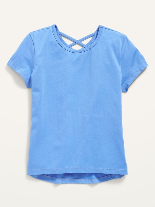 View large product image 1 of 1. Short-Sleeve Softest Lattice-Back T-Shirt for Girls
