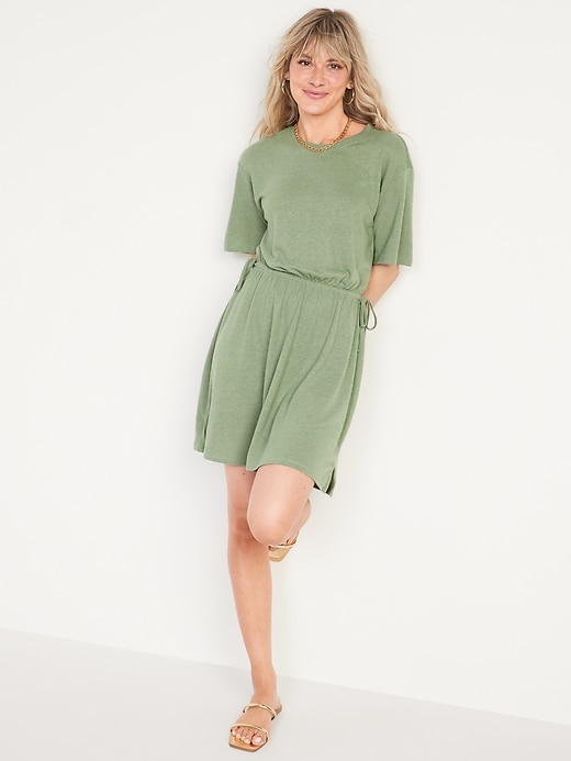Old Navy: Waist-Defined Short-Sleeve Linen-Blend Mini Dress for Women $19.00