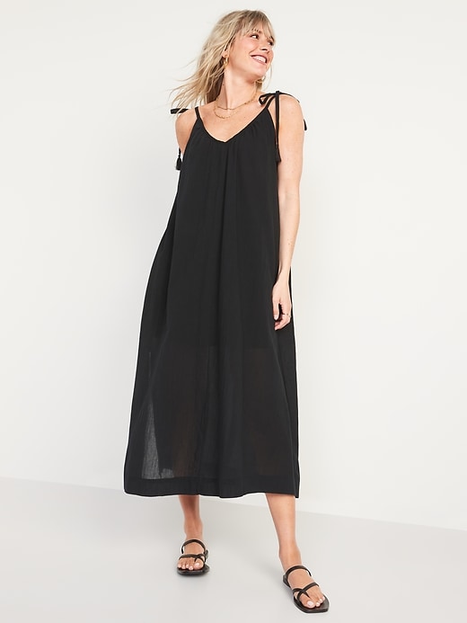 Image number 1 showing, Sleeveless Tie-Shoulder All-Day Maxi Swing Dress