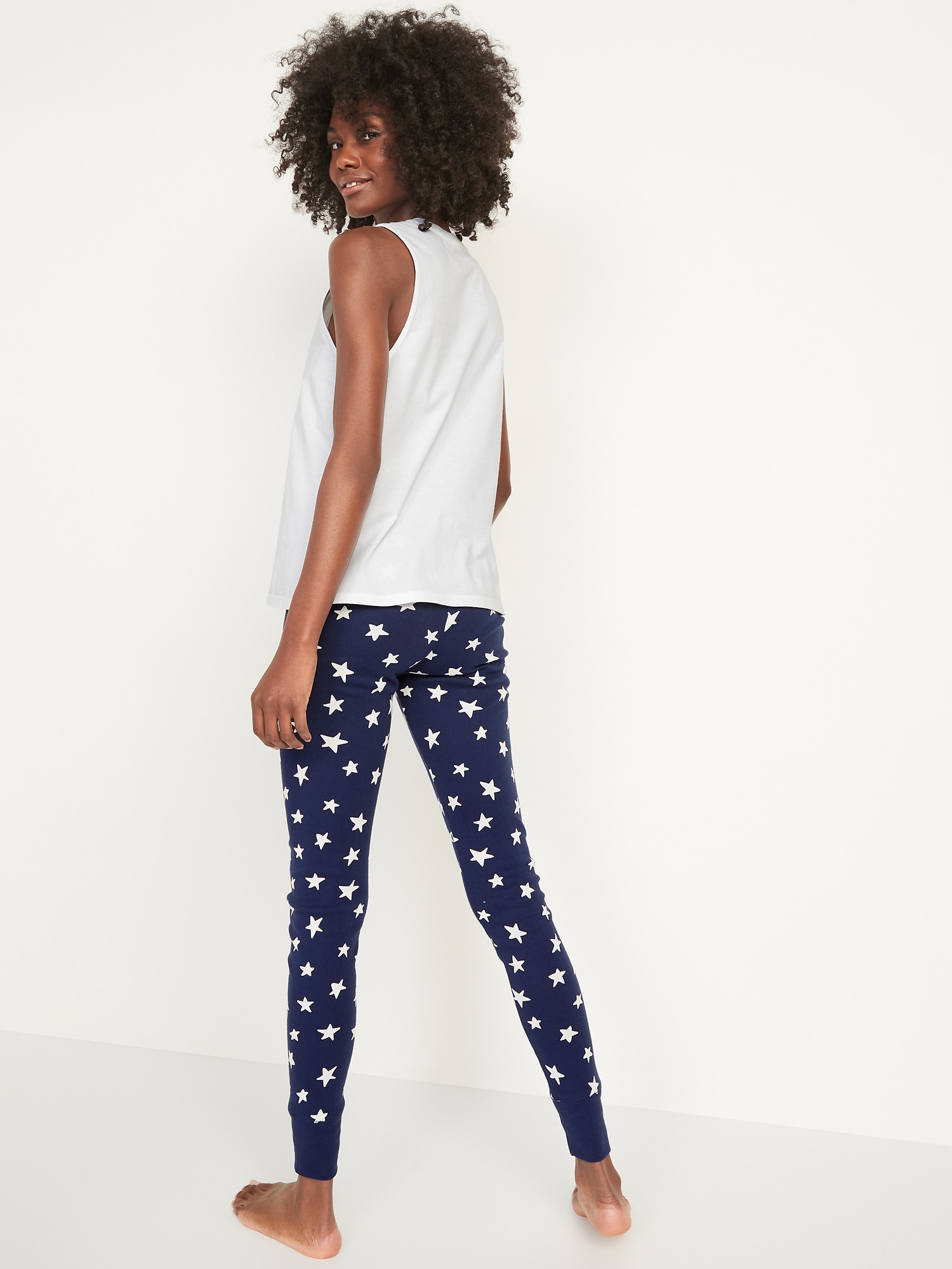 Mid-Rise Matching Print Pajama Leggings for Women