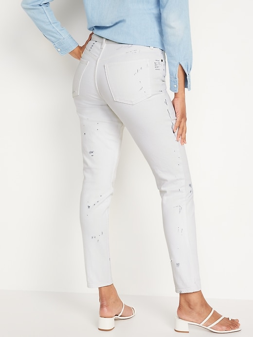Image number 2 showing, High-Waisted OG Straight Paint-Splatter White Ankle Jeans for Women